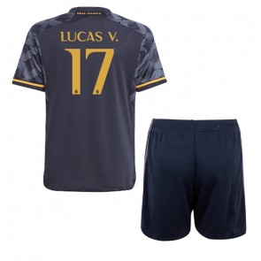 Real Madrid Lucas Vazquez #17 Dětské Venkovní dres komplet 2023-24 Krátký Rukáv (+ trenýrky)